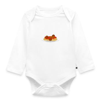 Boy Likes Spaghetti Cuisine italienne Pâtes - Body Bébé bio manches longues - blanc - Devant
