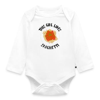 Girl Likes Spaghetti Cuisine italienne Pâtes - Body Bébé bio manches longues - blanc - Devant