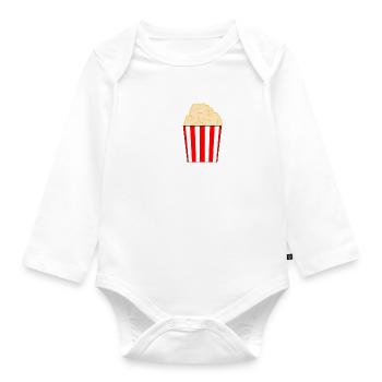 Thinking About Popcorn Funny Quote Corn - Organic Longsleeve Baby Bodysuit - white - Front