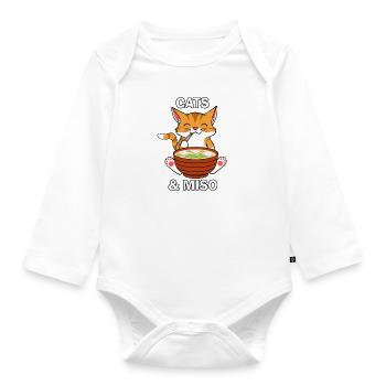 Miso Soup Cats Cute Kitty Ramen Noodles - Organic Longsleeve Baby Bodysuit - white - Front