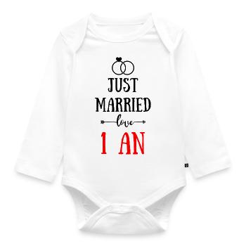 JUST MARRIED ANNIVERSAIRE DE MARIAGE 1 AN - Body Bébé bio manches longues - blanc - Devant