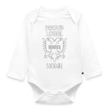 Albanian Pride Loyal Home Cadeau - Body Bébé bio manches longues - blanc - Devant