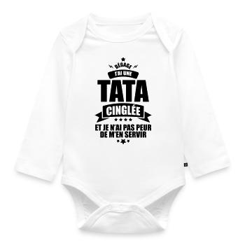 dégage j'ai une tata cinglée - Body Bébé bio manches longues - blanc - Devant