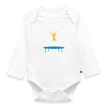 Life With Jumping Bounce Trampoline Hobby Sports - Organic Longsleeve Baby Bodysuit - white - Front