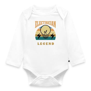 Electrician Legend Funny Saying Electro Worker - Organic Longsleeve Baby Bodysuit - white - Front