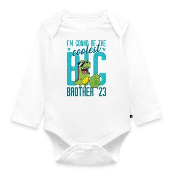 Dinosaurier Dino Jungs Coolster Großer Bruder 2023 - Baby Bio-Langarm-Body - Weiß - Vorne