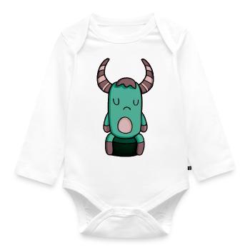 Sad Monsta - Organic Longsleeve Baby Bodysuit - white - Front