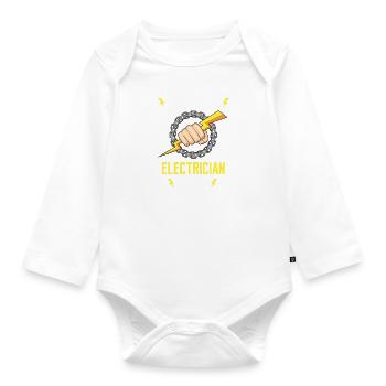Electrician Ironic Quote Electro Worker Craftsman - Organic Longsleeve Baby Bodysuit - white - Front