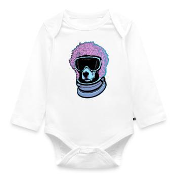 Synthwave Caniche Chien Chiot - Body Bébé bio manches longues - blanc - Devant