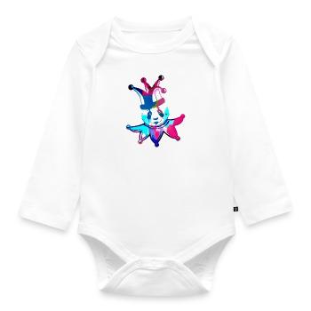 harlekin,panda,illustration,pantomime,bunter panda - Baby Bio-Langarm-Body - Weiß - Vorne