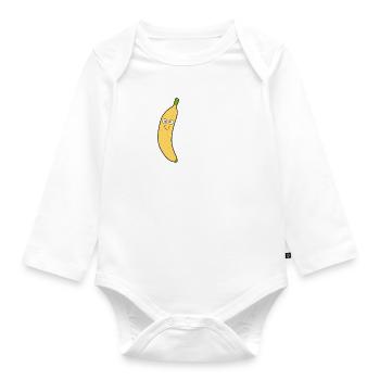 Fruits tropicaux mangeant des bananes - Body Bébé bio manches longues - blanc - Devant