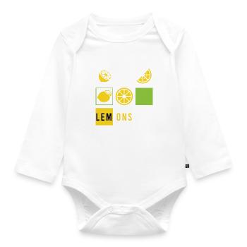 Boy Likes Citrons Fruits Limonade d'été - Body Bébé bio manches longues - blanc - Devant