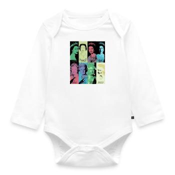 Queen II - Elizabeth England - Queen of England, - Organic Longsleeve Baby Bodysuit - white - Front