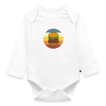 Hamburger mangeant une citation drôle de délicieux - Body Bébé bio manches longues - blanc - Devant