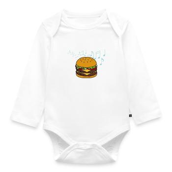 Hamburgers et notes de musique Musician - Body Bébé bio manches longues - blanc - Devant