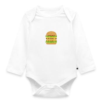 Distracted by Delicious Hamburgers Eating Burgers - Organic Longsleeve Baby Bodysuit - white - Front