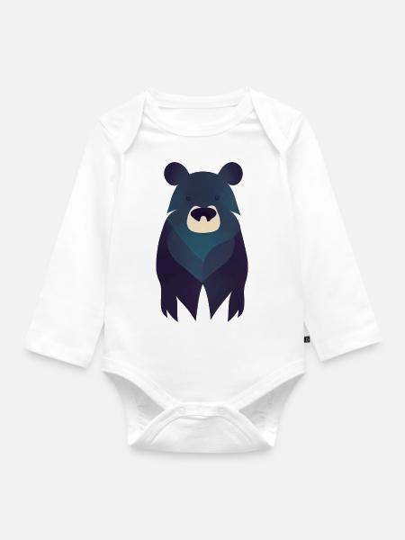 Blue Bear - Baby Bio-Langarm-Body - Weiß