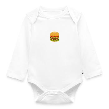 Mädchen mag Burger Fast Food Essen Hamburger - Baby Bio-Langarm-Body - Weiß - Vorne