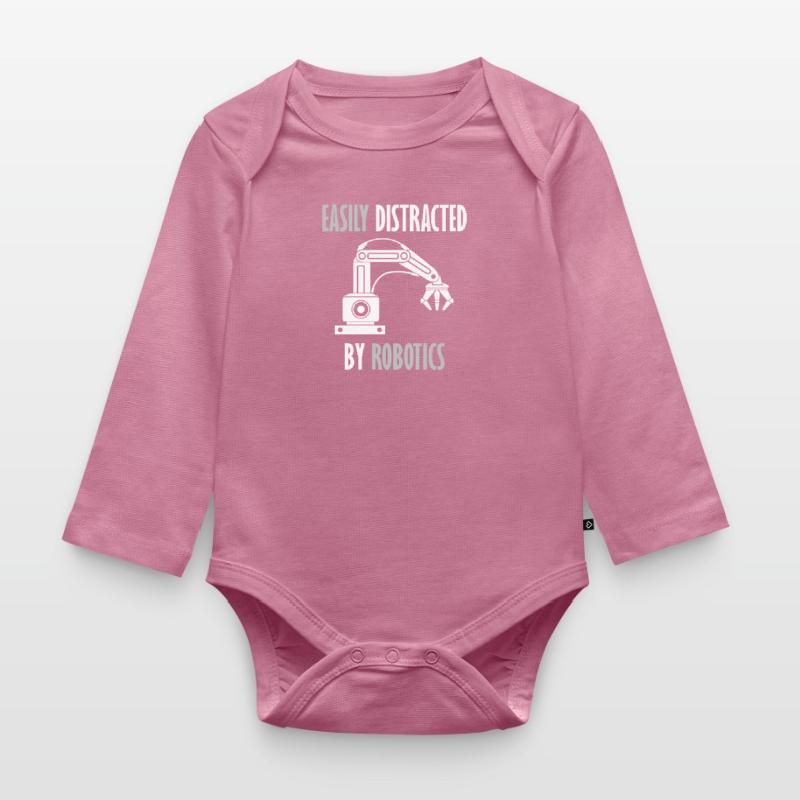 Abgelenkt von Robots Programming Coder Engineer Baby Bio-Langarm-Body