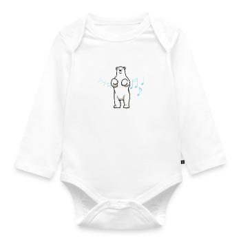 Polar Bears and Music Notes Musician Clef Bear - Organic Longsleeve Baby Bodysuit - white - Front