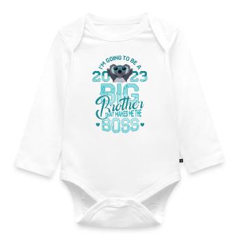 Big Brother 2023 Saying Baby Pregnancy - Organic Longsleeve Baby Bodysuit - white - Front