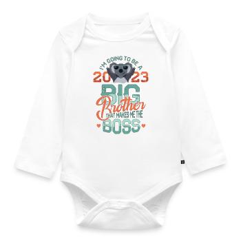 Big Brother 2023 Saying Baby Pregnancy - Organic Longsleeve Baby Bodysuit - white - Front