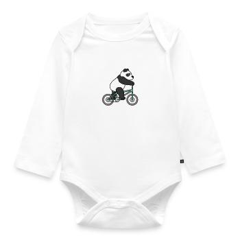 Pandas and Bicycles Cycling Sports Panda Bear - Organic Longsleeve Baby Bodysuit - white - Front