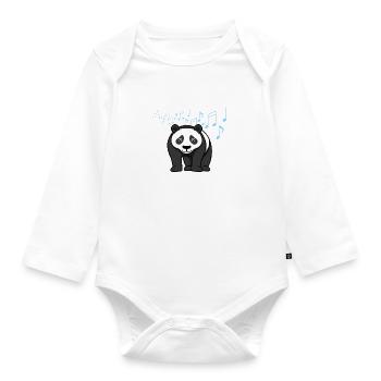 Pandabären und Musiknoten Musiker Panda - Baby Bio-Langarm-Body - Weiß - Vorne