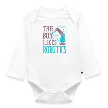 Junge mag Robotik Mechaniker Engineering Robot - Baby Bio-Langarm-Body - Weiß - Vorne