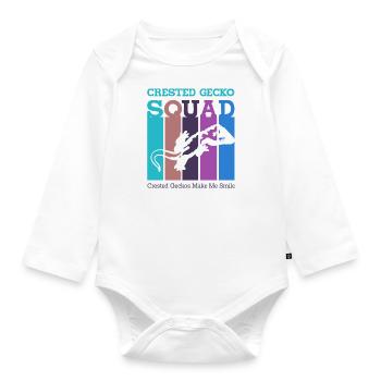 Crested Gecko Squad Funny Lizard Wildlife Reptiles - Organic Longsleeve Baby Bodysuit - white - Front