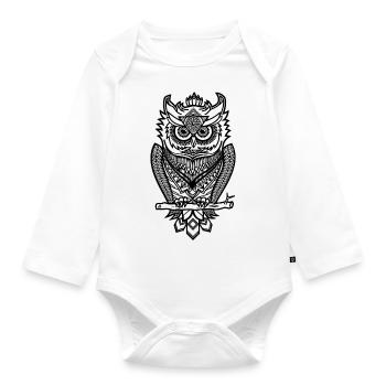 Owl Night Owl Owl Owl Night Owl Tawny Owl Design - Organic Longsleeve Baby Bodysuit - white - Front