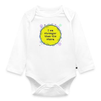 Stronger than the storm - Organic Longsleeve Baby Bodysuit - white - Front