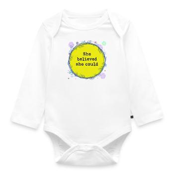 She believed she could - Organic Longsleeve Baby Bodysuit - white - Front