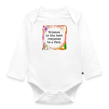 Silence is sometimes best. - Organic Longsleeve Baby Bodysuit - white - Front