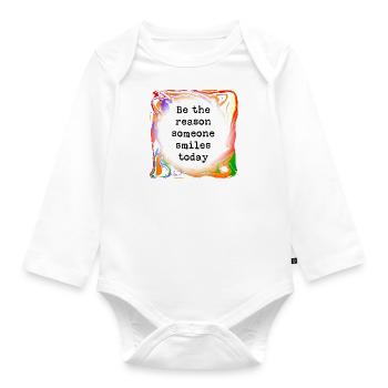 Make someone smile - Organic Longsleeve Baby Bodysuit - white - Front