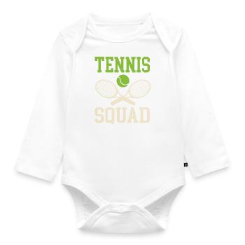 Tennis Squad Ironic Saying Racket Tennis Player - Organic Longsleeve Baby Bodysuit - white - Front