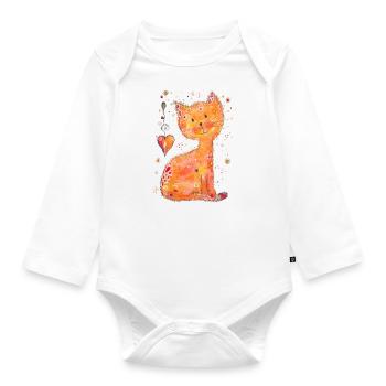 Katze Mia - Baby Bio-Langarm-Body - Weiß - Vorne