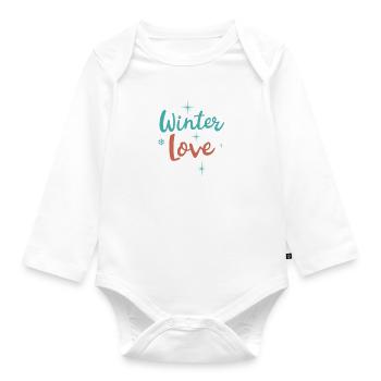Winter Love Cozy Winter Days Hot Chocolate Snow - Organic Longsleeve Baby Bodysuit - white - Front