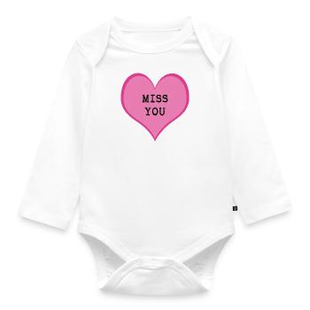 I miss you - Organic Longsleeve Baby Bodysuit - white - Front