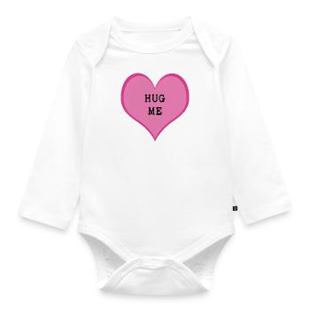 Hug me - Organic Longsleeve Baby Bodysuit - white - Front