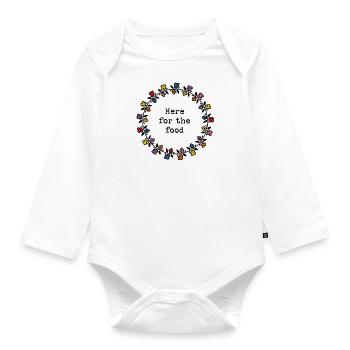 Here for the food - Organic Longsleeve Baby Bodysuit - white - Front