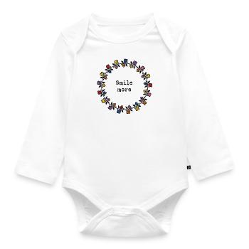 Smile more - Organic Longsleeve Baby Bodysuit - white - Front