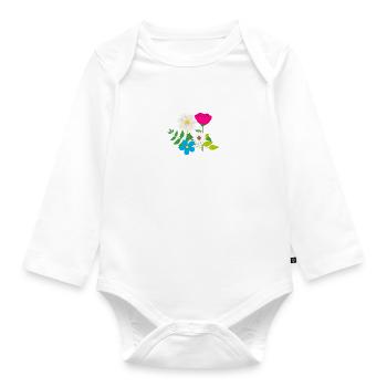 Mädchen mag Blumen Ironisches Zitat - Baby Bio-Langarm-Body - Weiß - Vorne
