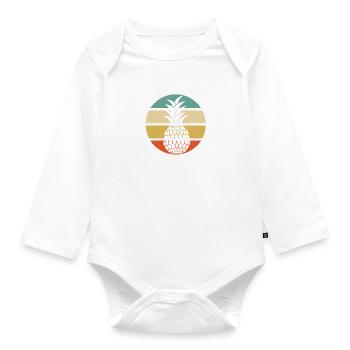Ananas tropicaux d'été à Hawaï - Body Bébé bio manches longues - blanc - Devant