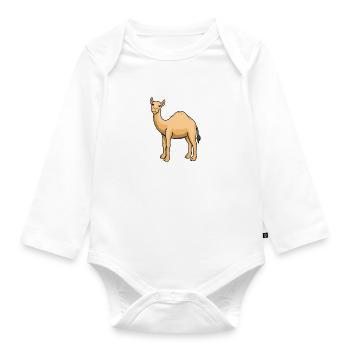 Girl Likes Cute Camels Wildlife Nature Desert - Organic Longsleeve Baby Bodysuit - white - Front