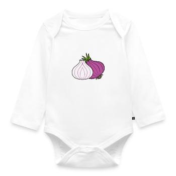 Geschmack von Zwiebeln: Ironisches Sprichwort, - Baby Bio-Langarm-Body - Weiß - Vorne