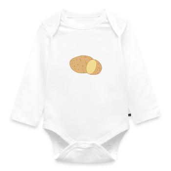 Kartoffeln essen Lustiges Sprichwort Gemüse kochen - Baby Bio-Langarm-Body - Weiß - Vorne