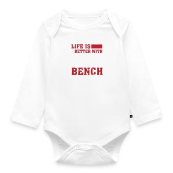 Life With Benchpress Gainz Gym Training - Organic Longsleeve Baby Bodysuit - white - Front