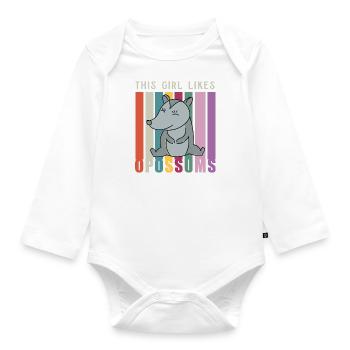 Une fille aime les opossums, dicton ironique, - Body Bébé bio manches longues - blanc - Devant