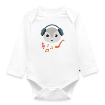 Casque Opossum Listening Music Notes, musicien - Body Bébé bio manches longues - blanc - Devant